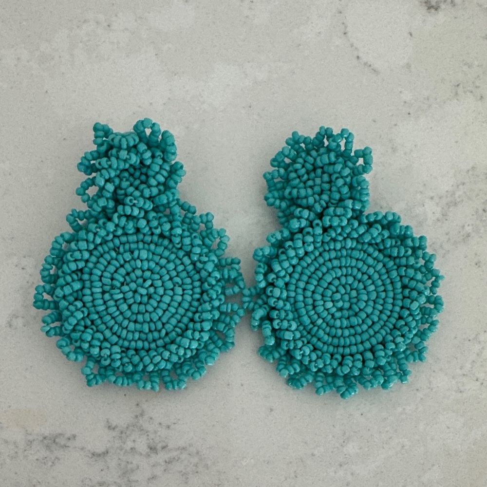 Turquoise beaded statement earrings